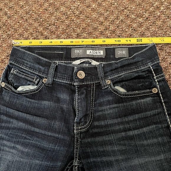 Women’s BKE Denim Aiden 26R X 28 Bootleg RN75720 Dark Wash WHISKERING - Picture 11 of 12